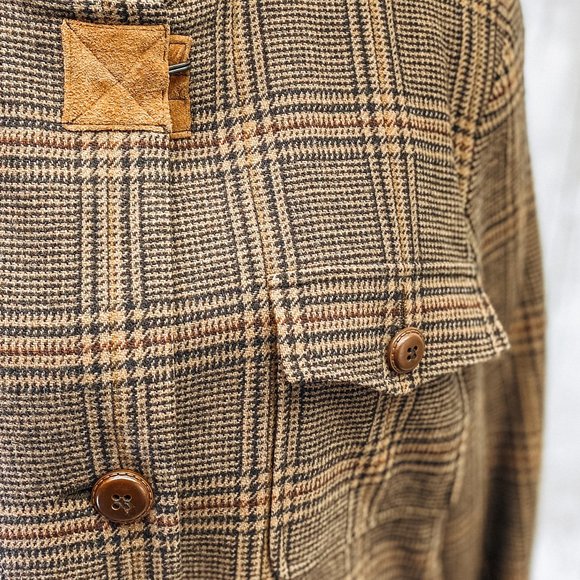 Rare Harve Bernard Ladies Retro Flannel Long Brown Wool Japanese Collar Coat 12 - Picture 9 of 14